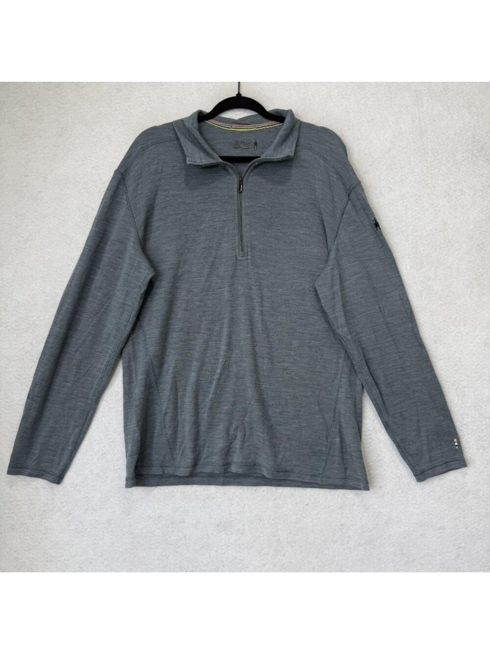 Smartwool Pullover Mens XL Gray Merino Wool 1/4 Zip Base Layer Thermal Hiking